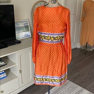 Vintage 1960s Orange Silk Mini Dress